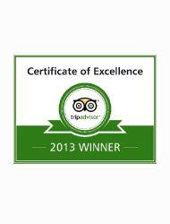 Trip Advisor Certificate of Excellence Award 2013