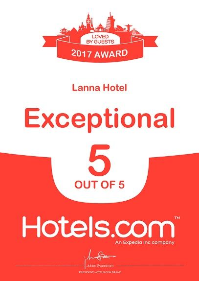 Hotels Dot Com Exceptional 5 out of 5 Award 2017 LANNA