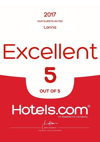 Hotels Dot Com Excellent 5 out of 5 Award 2017 LANNA